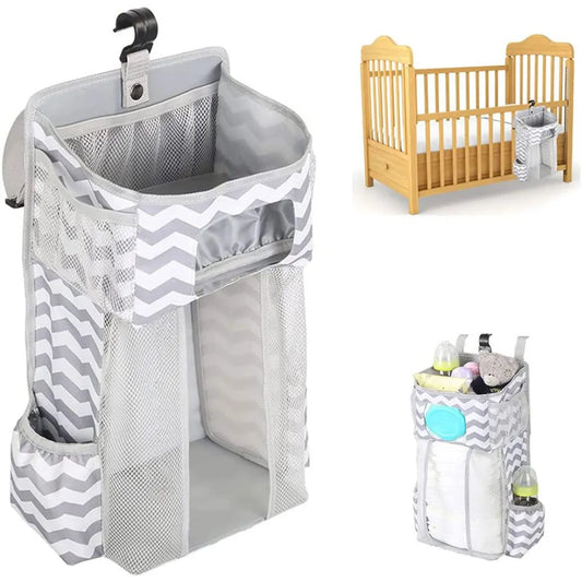 Changing Table Diaper Organizer - Baby Hanging Diaper Stacker Nursery Caddy Organizer for Cribs Playard Baby Essentials Storage