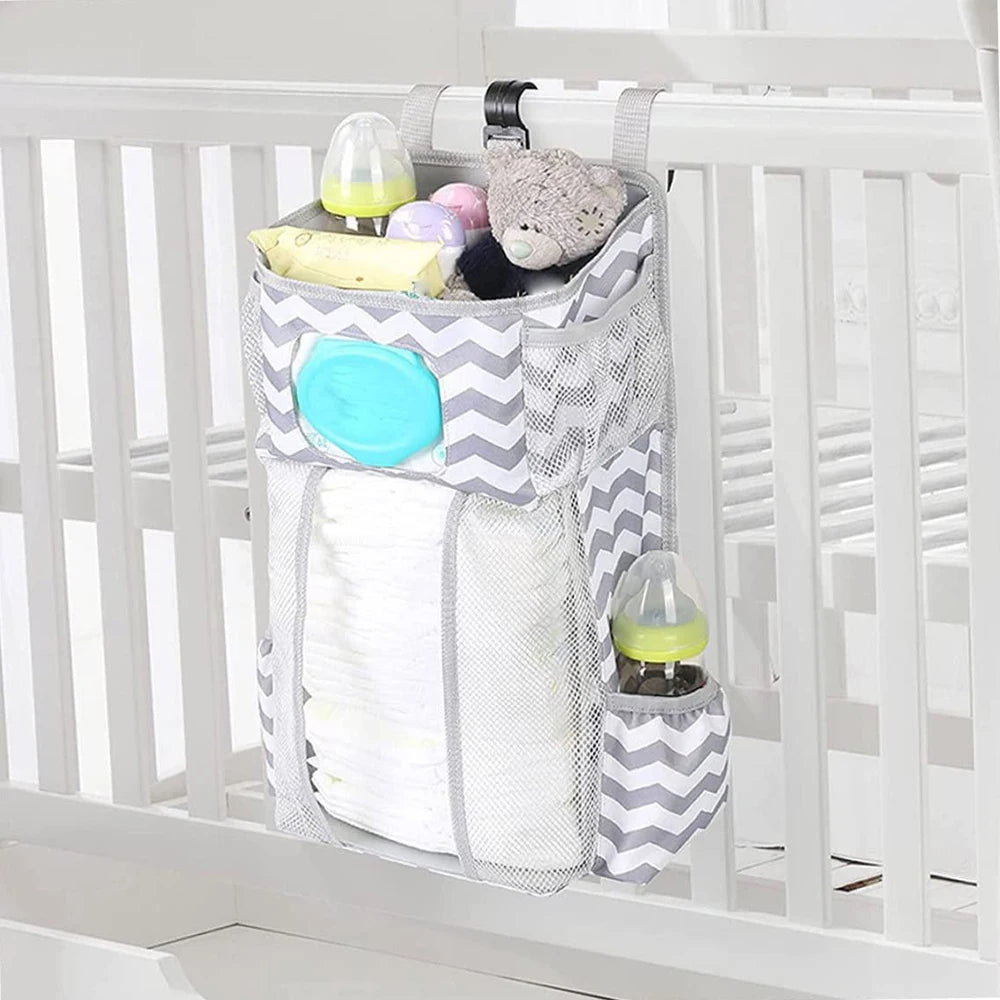 Changing Table Diaper Organizer - Baby Hanging Diaper Stacker Nursery Caddy Organizer for Cribs Playard Baby Essentials Storage